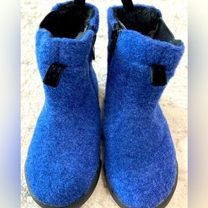 Eclipse Blue Felt Flexible Boys Girls Pediped Warm Winter Zip Boots 7.5 - 8